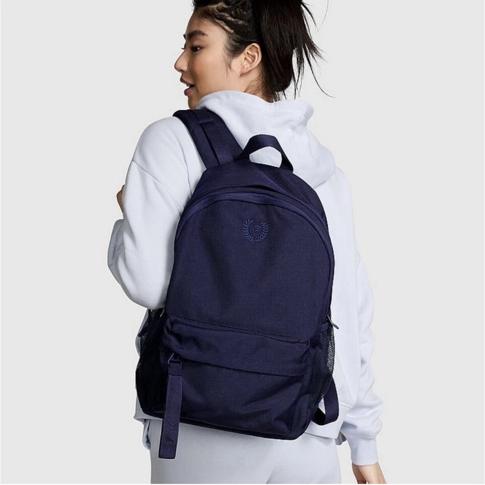 VS PINK Ivy Classic Canvas Backpack Midnight Navy w/tags NEW - Picture 2 of 7